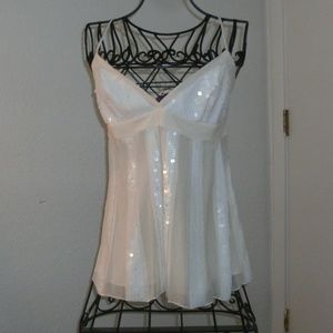 BCBGMaxazria Silk Surplice Sequined Camisole Top